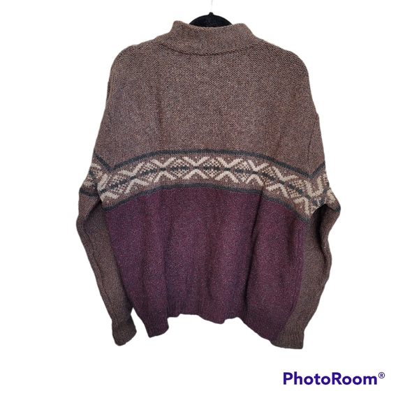 Lands End Wool Fair Isle 1/4 Zip Sweater - Picture 3 of 6